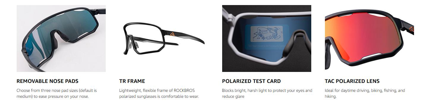 ROCKBROS Polarized Sunglasses for Men Women UV Protection Cycling Sunglasses Sport Glasses 3 Lenses
