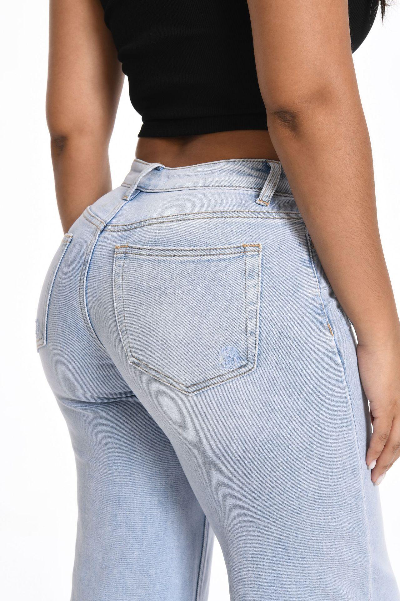Mid-low Rise BaggyJeans Stretchy Wide Leg for Women DistressedPants Womenswear Bottom 8001 Lady BasicMinimalist Comfortable Denim Tummy ControlCurve Hugging Plus Size Regular Size BBL SpringFashion Daily Outfits