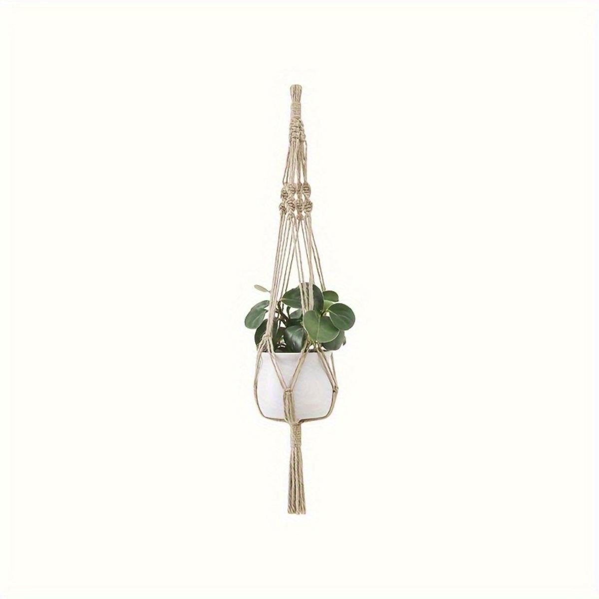 Boho Style 4-Pack Macrame Plant Hangers Set – Polyester Indoor Hanging Planter Holders with Versatile Lengths for Home & Garden Decor – No Feathers, Electricity-Free