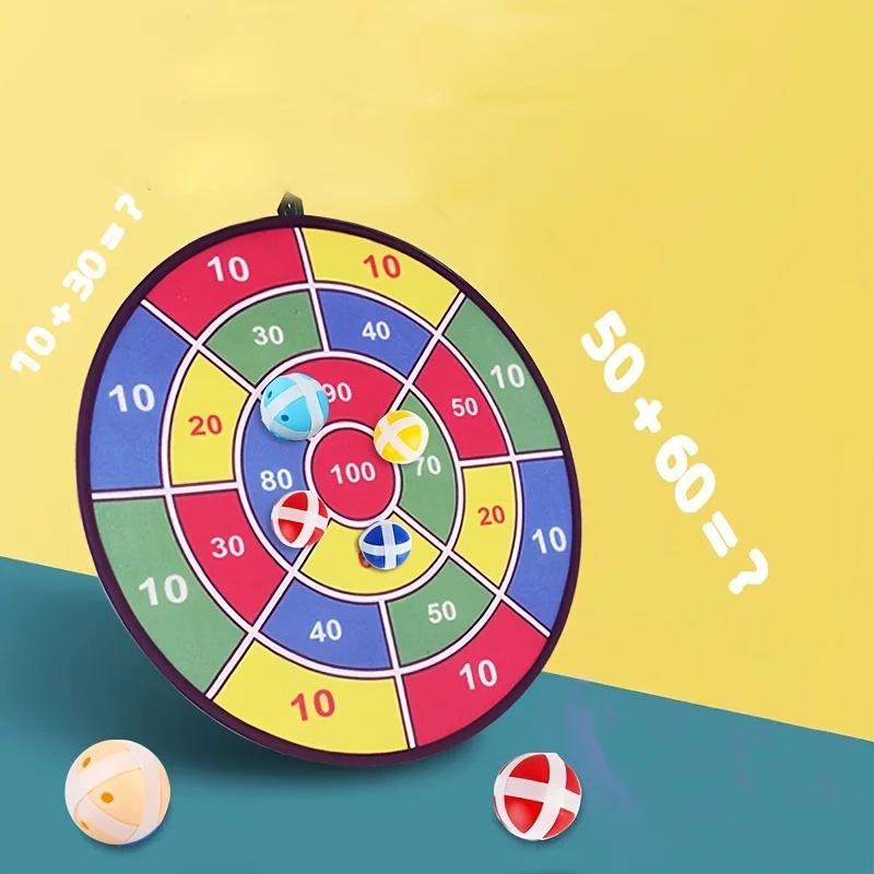 Large Hardboard Kids Sticky Ball Dartboard Set, Indoor Outdoor Family Interactive Throwing Game Toy