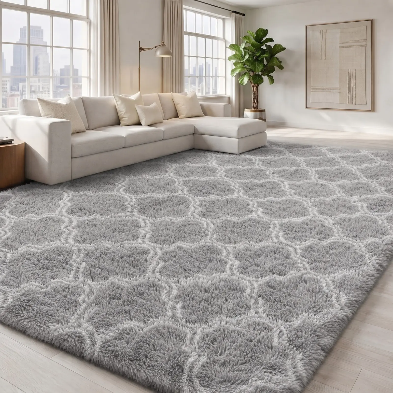 FAMVAL Modern Fluffy Area Rug, Super Soft Thick Plush Rug for Living Room Bedroom Nursery, Non-Slip Pet Friendly Rectangular Carpet summerwins