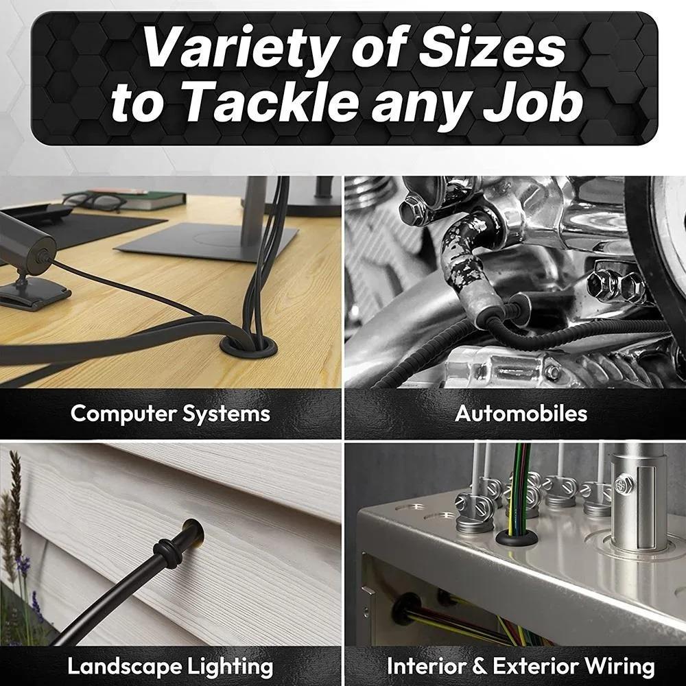 Rubber Gasket Assortment Kit: Electrical Wire Sealing Plugs, Hole Stoppers, Cable Waterproof sleeves, Insulation Spacers, pipe joint seals for home Repair and Tool Maintenance