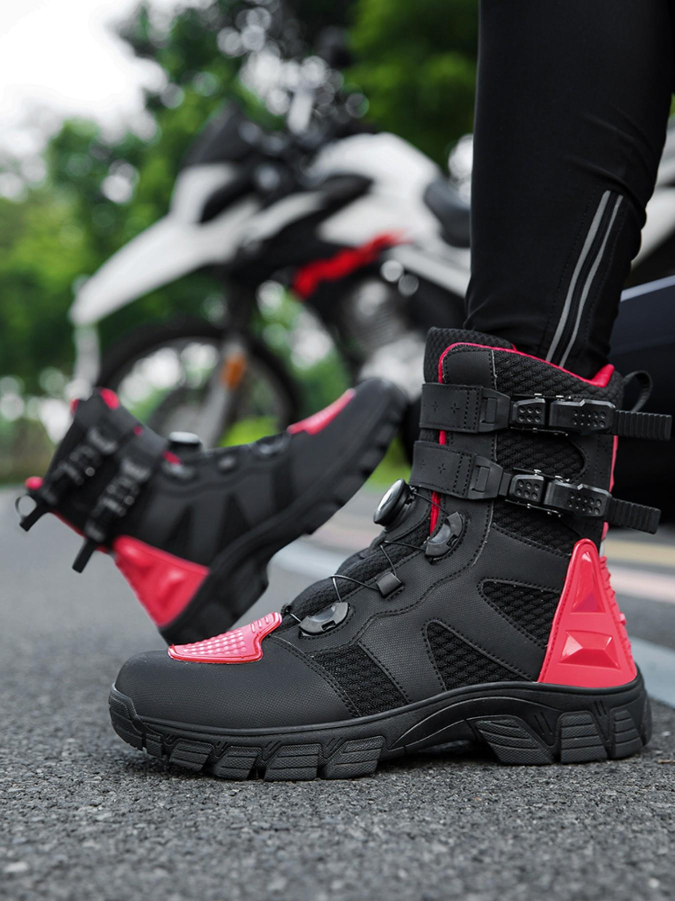 Men's Motorcycle Riding Shoes Waterproof Motocross Boots Anti-Slip Racing Shoes, Durable Motorbike Footwear for Safe Travel