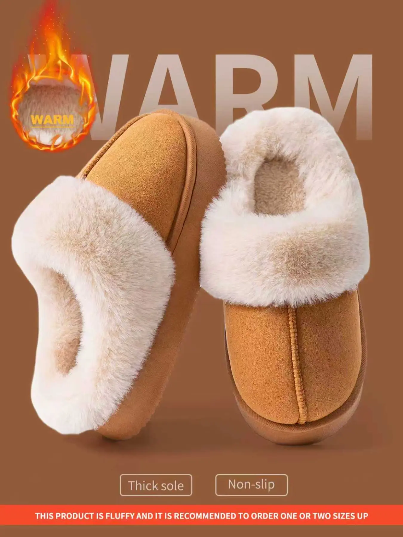 Women's Plush Slippers Winter Autumn Indoor Outdoor Thick Sole Warm Fleece Lined Slipper Shoes, Cozy Home Footwear for Women