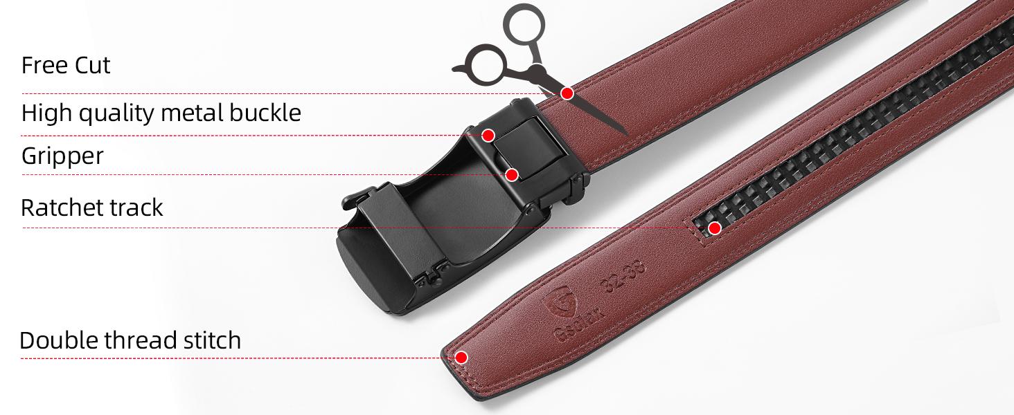 GSOIAX Mens Belt Leather Ratchet Easy Release Belt For Men Designer Belt Dress and Casual with Adjustable Buckle for Men's Wear Gift Holidays Gift Ideas