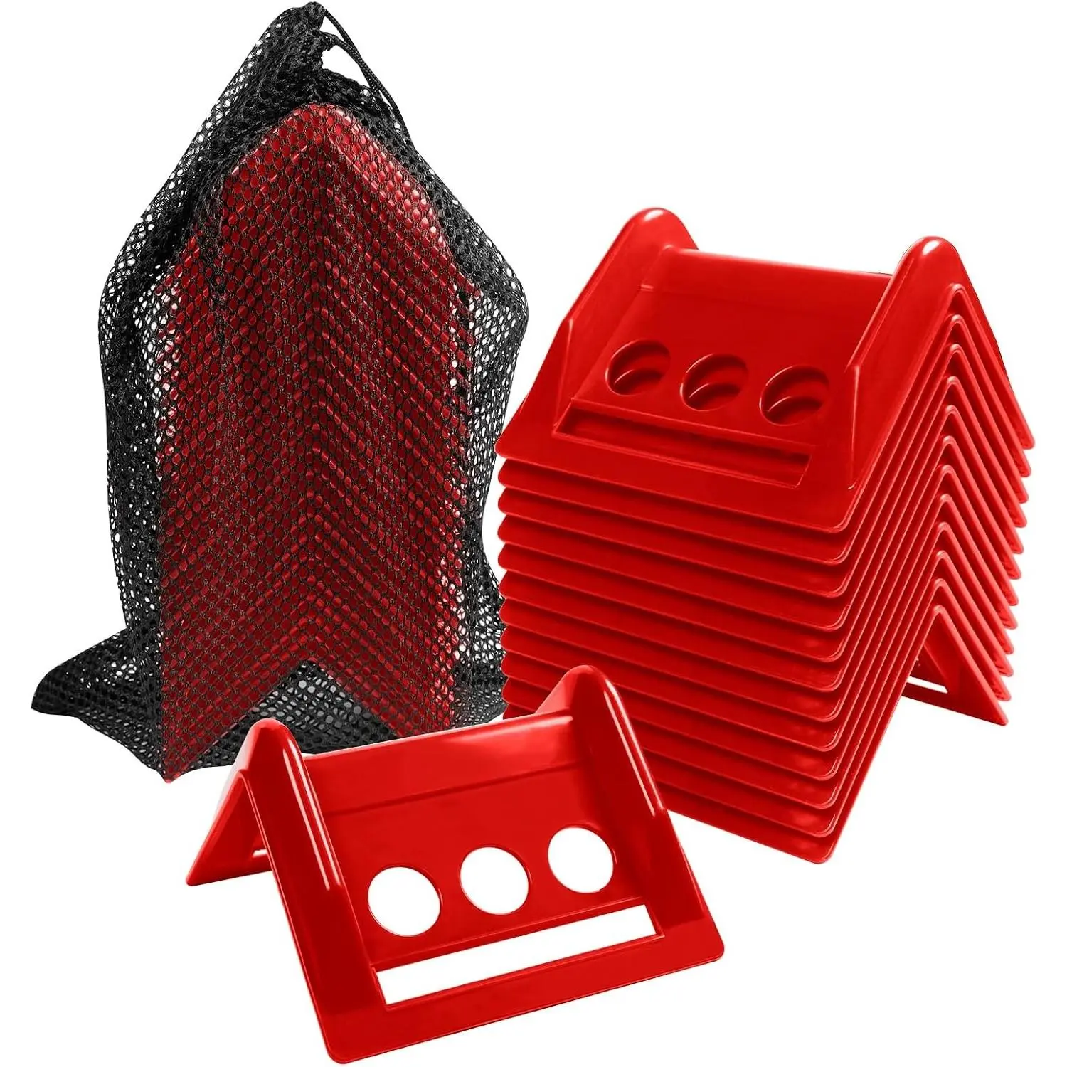 24 Pack 4" Flatbed Edge Protectors with Carrying Case, 4" Winch Ratchet Straps Plastic Corner Protectors for Flatbed Cargo Load (Red)