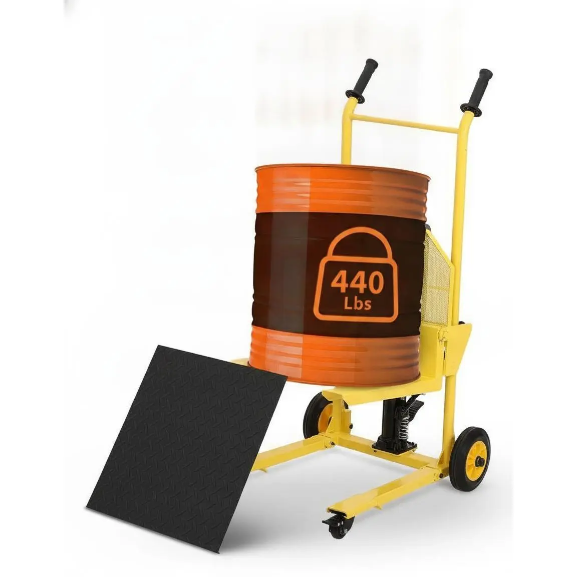 Hydraulic Material Lift, 440Lbs 36" Max Lift, Pallet Stacker Winch Stacker, Forklift, Truck Dolly, Pallet Jack, with Steel Platform, Yellow