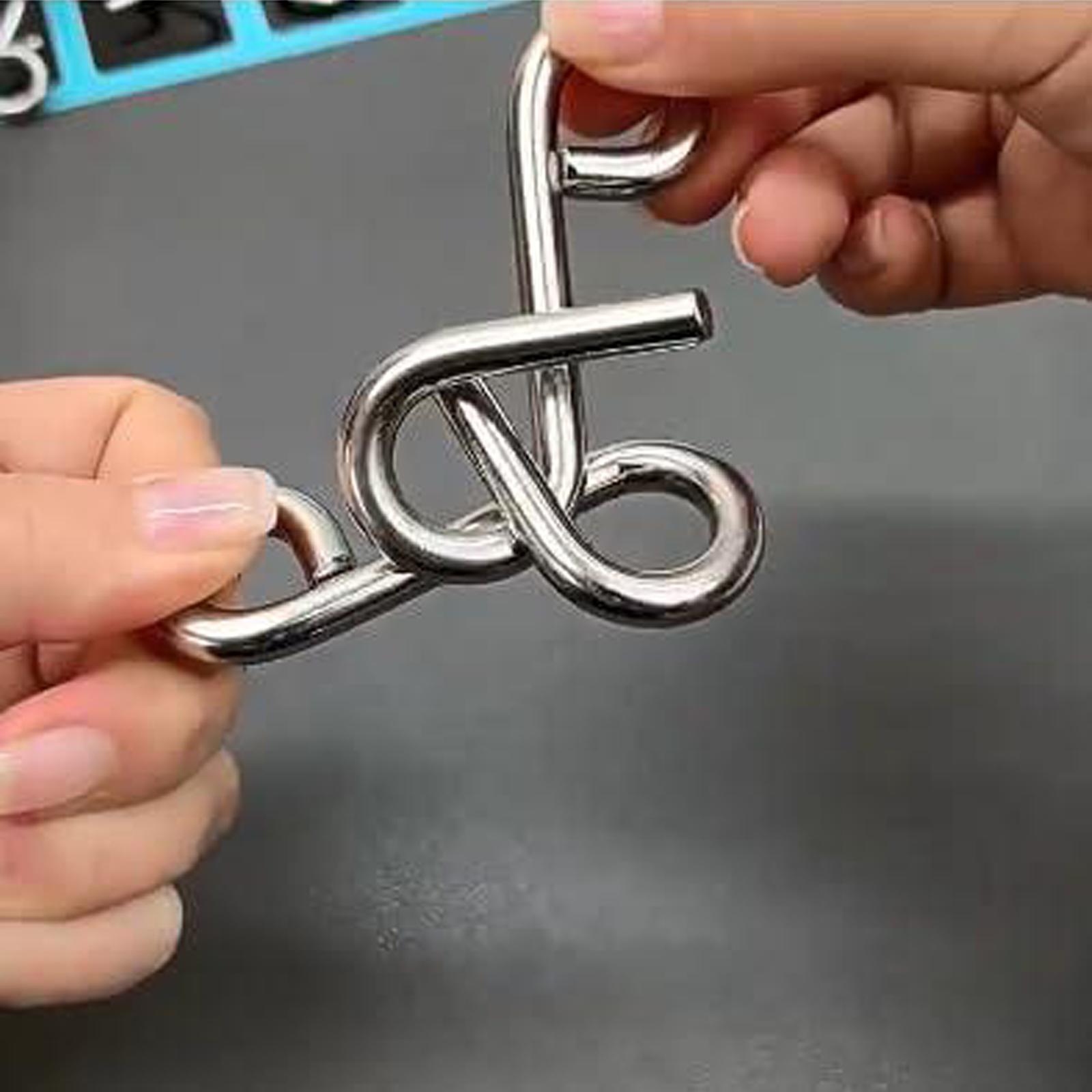 Challenging Brain Puzzle,Physics Mind Metal Puzzles,Metal Brain Teaser Puzzles,9 Linked Rings Metal Puzzle,Ring Toy Set Puzzle Pieces Game Solution Interlock Metal Wire Puzzle Solving.