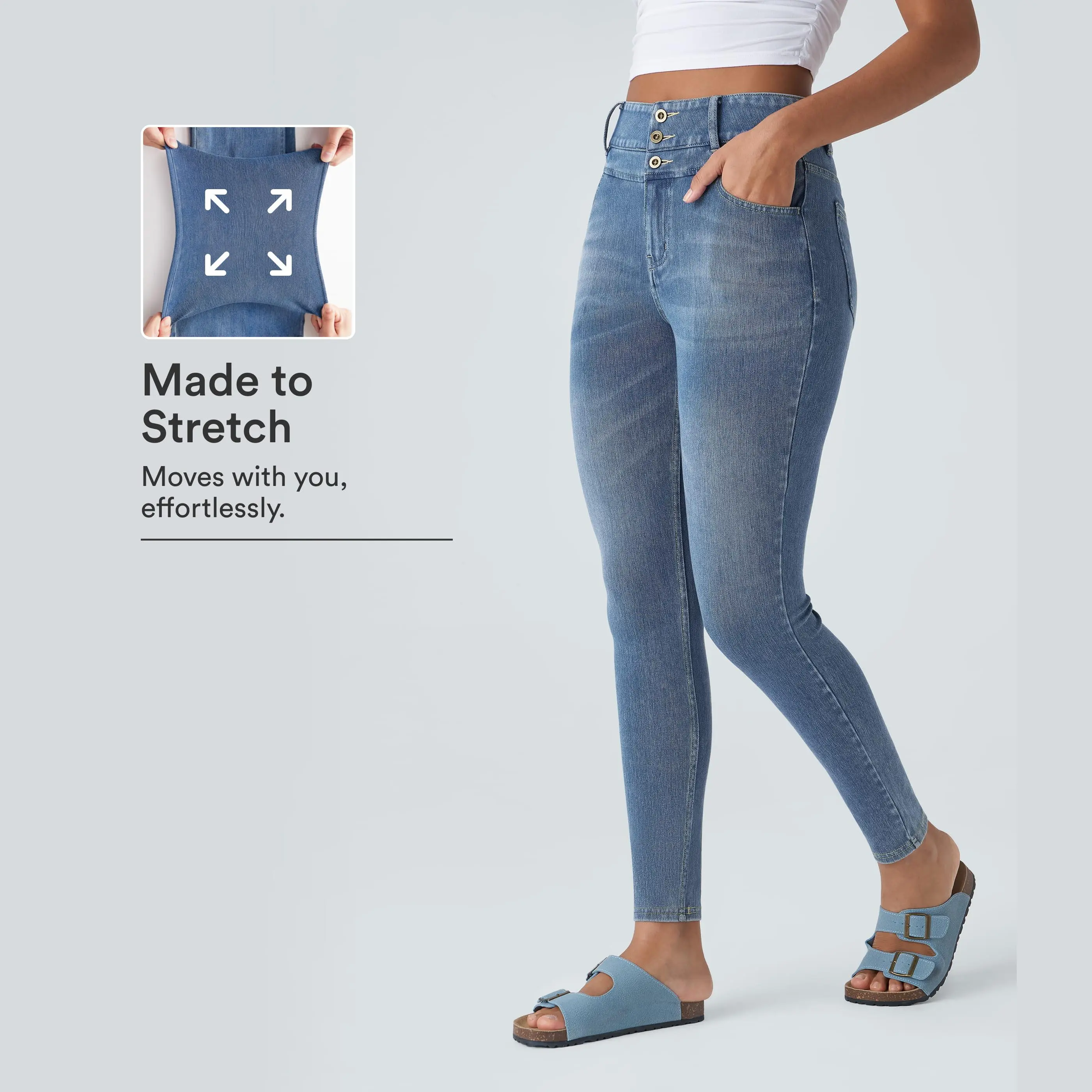 Halara Flex™ High Waisted Zipper Pockets Casual Skinny Jeans
