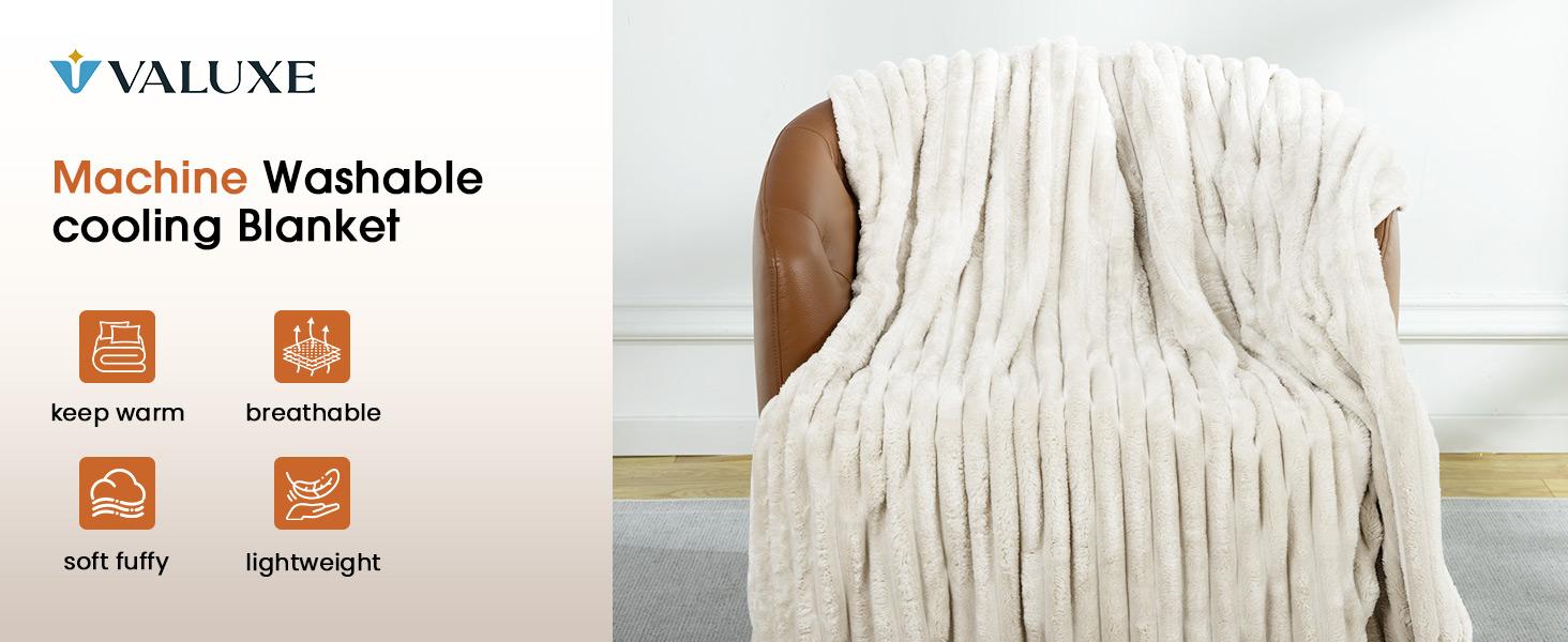 【VALUXE】 Soft & Cozy Striped Flannel Fleece Blanket – Fluffy Home Throw for Cozy Nights, Home Decor & Christmas Gift Ideas