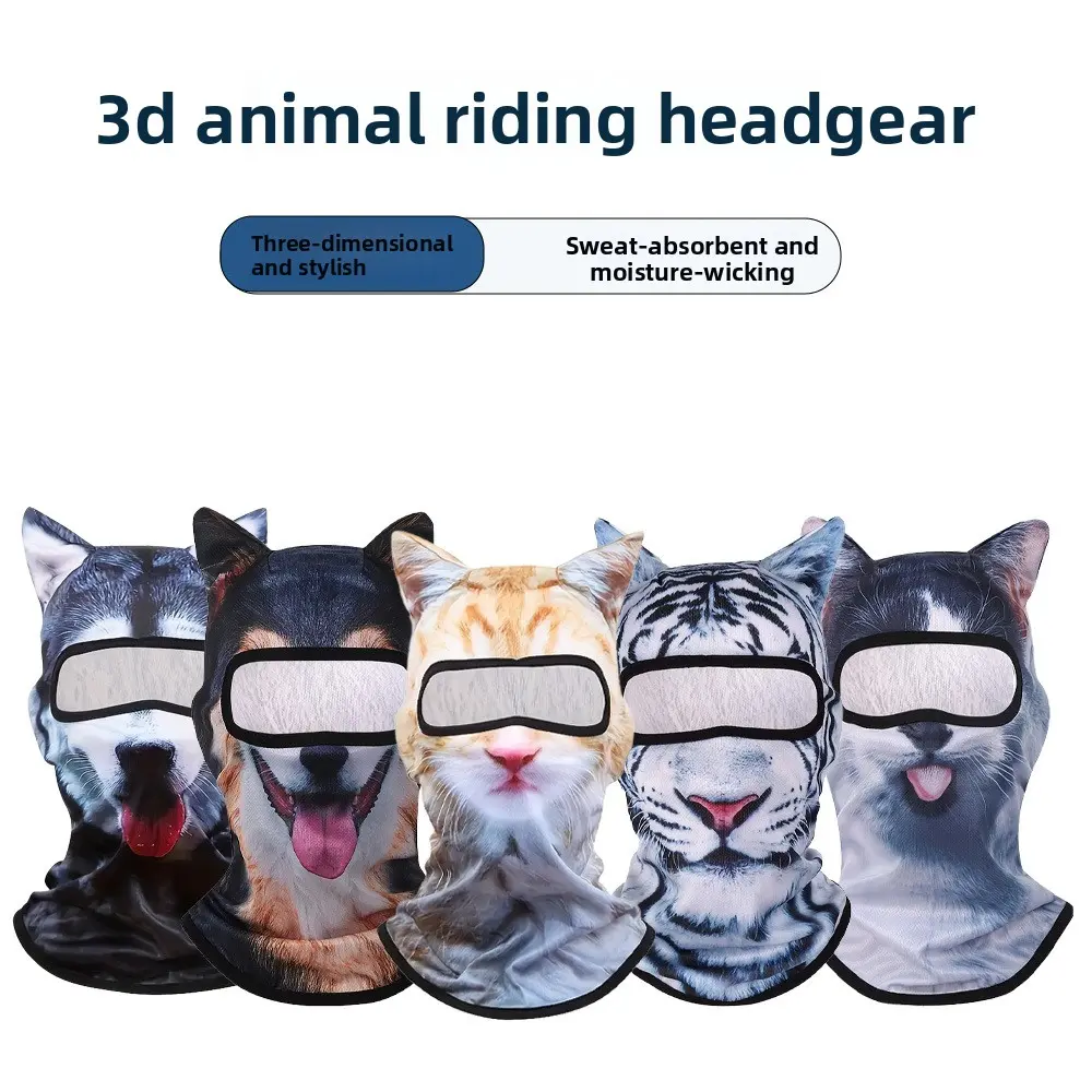 Outdoor sunscreen mask 3D animal pattern funny mask sports cycling face protection neck dust shade hat