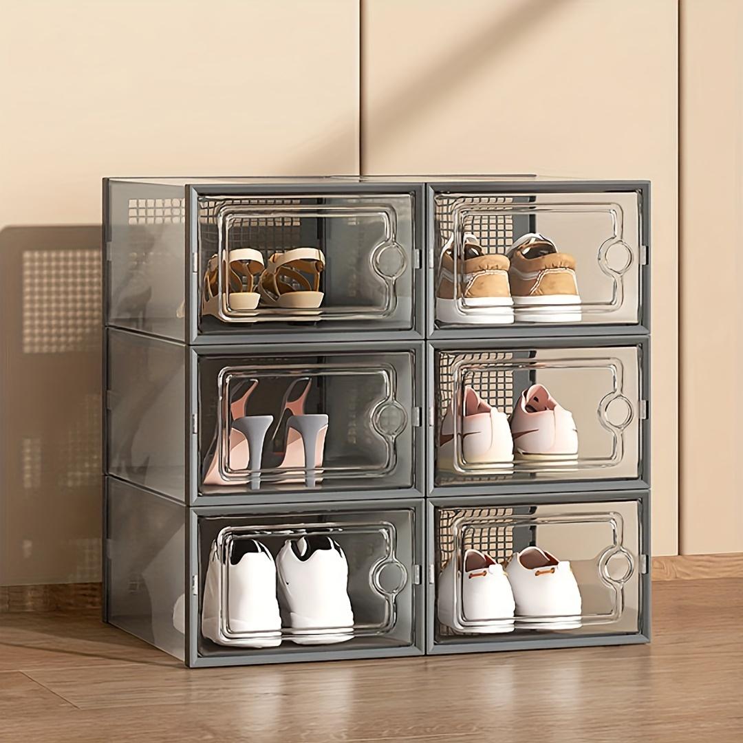 12 Pack Clear Plastic Shoe Boxes Stackable Shoe Storage Organizer for Closet Display Storage Rack
