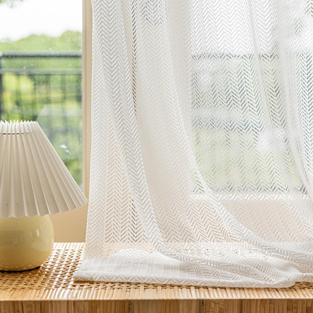 1pc Linen Style Korean Thick Herringbone Cotton Hemp Window Curtain, Vintage Living Room Bedroom Dormitory Light-Filtering Drape, Home Decoration Curtain