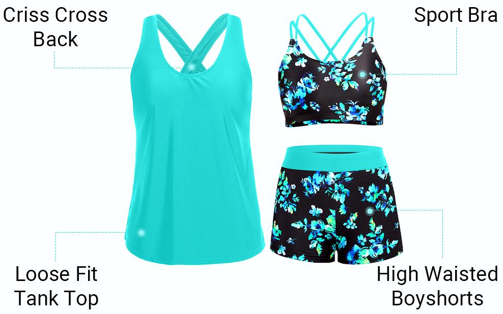 Holipick Three Piece Tankini Set Swimsuits for Women Bathing Suits Swim Tank Top with Bra Boy Shorts Teens Girls Swimwear SwimWeek summervibes Holipick Three Piece Tankini Set Swimsuits for Women Bathing Suits Swim Tank Top with Bra Boy Shorts Teens Girls Swimwear SwimWeek summervibes