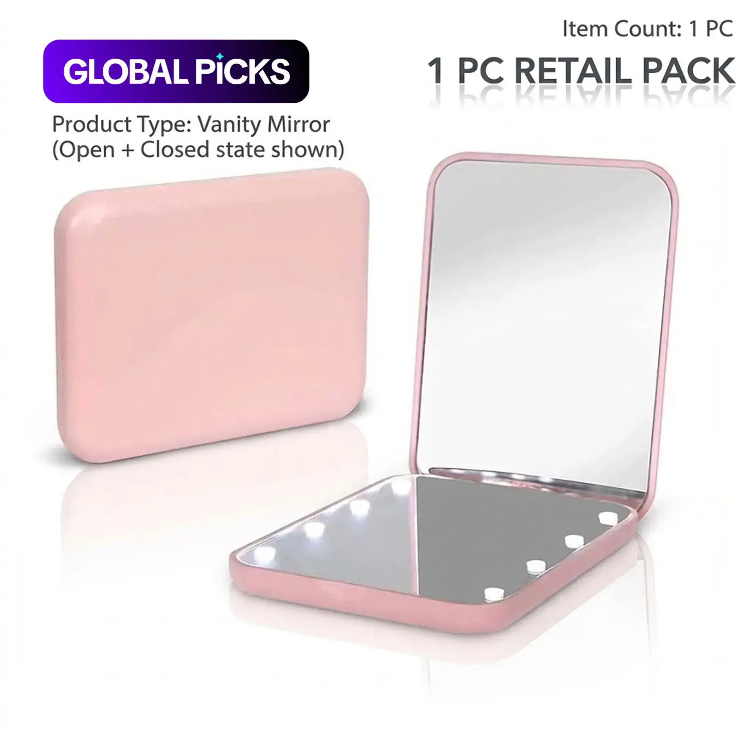 【Black Friday】Portable LED Pocket Mirror, 1X/3X Magnification Compact Travel Cosmetic Mirror for Purses, 2-Sided Folding Handheld Design, Lighted Makeup Mirror #GLOBAL PICKS