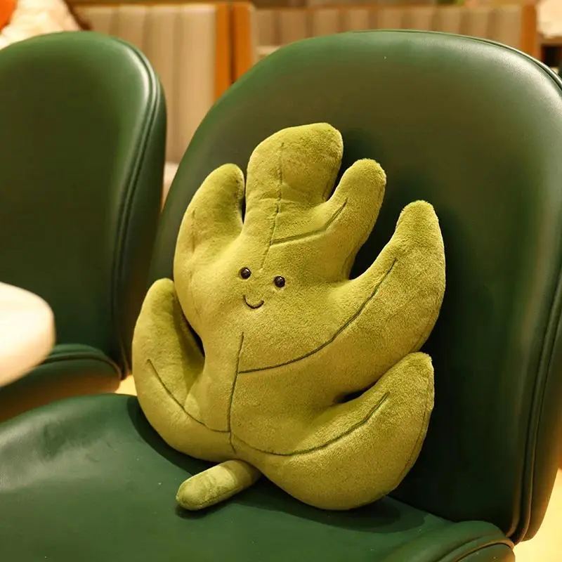 Kawaii Plush Leaves Pillow Cushion Toys Soft Maple Leaf Ginkgo Plant Full Stuffed Toys Room Christmas Holiday Party Decor Gift