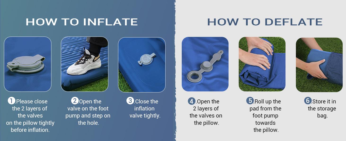 Sleeping Pad for Camping 4" Ultra-Thick Self Inflating Camping Pad, with Pillow Built-in Foot Pump, for Backpacking Hiking Portable christmas gift Quick Inflate Outdoorgear Sleeping Pad for Camping 4" Ultra-Thick Self Inflating Camping Pad, with Pillow Built-in Foot Pump, for Backpacking Hiking Portable christmas gift Quick Inflate Outdoorgear