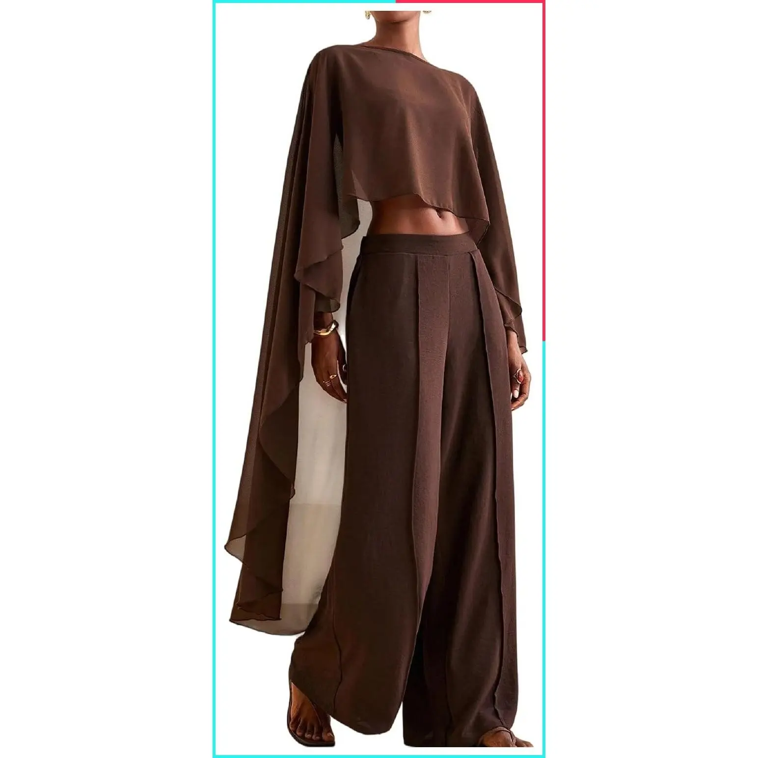 Women's Long Chiffon Mesh Sheer High-Low Flowy Poncho Shawl Cape Wrap Cover Up for Wedding Formal Evening Dress