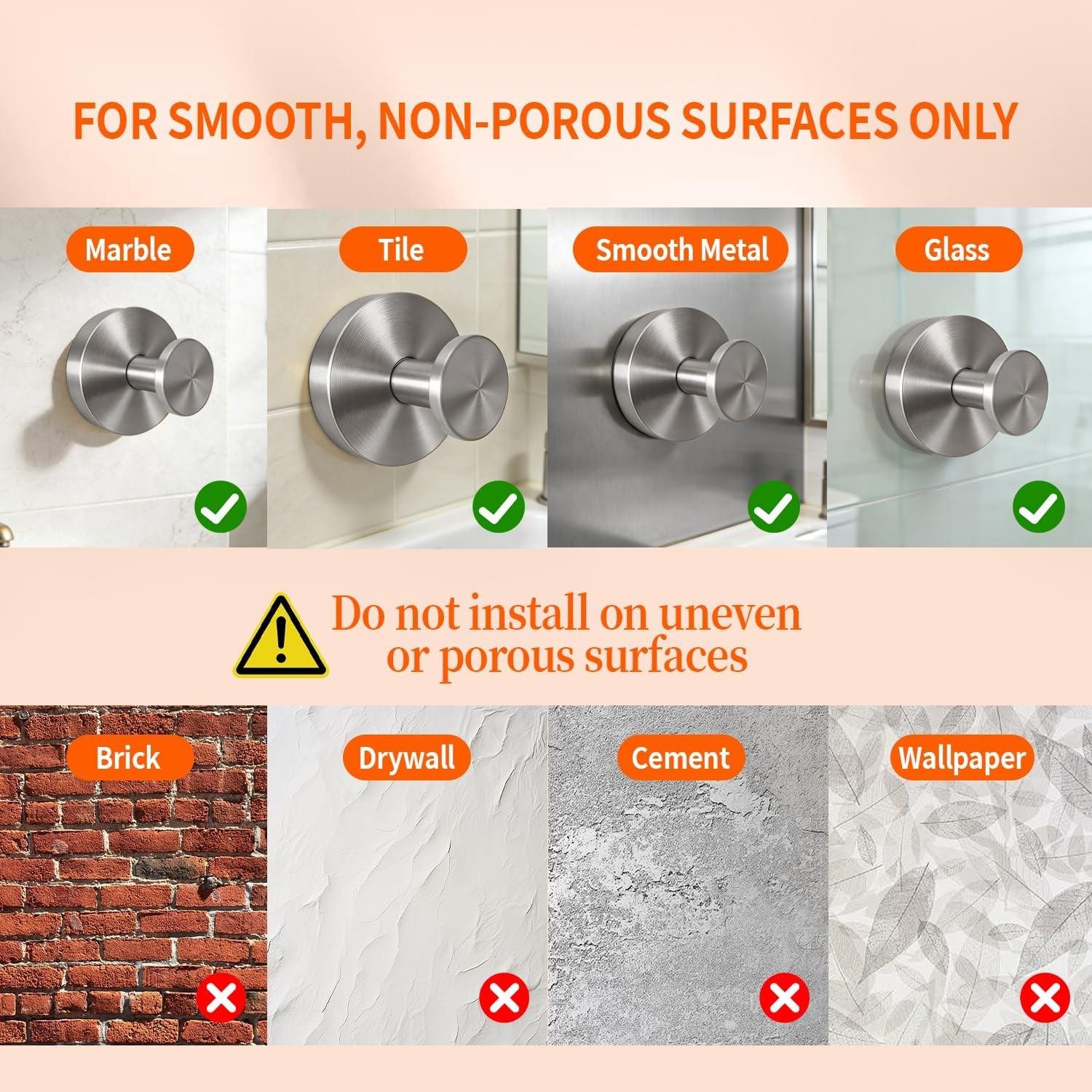 Suction Cup Hook, Waterproof & Rust Proof Hook, Multipurpose Hook for Shower, Bathroom, Kitchen, Glass Door, Mirror, Ceramic Tile