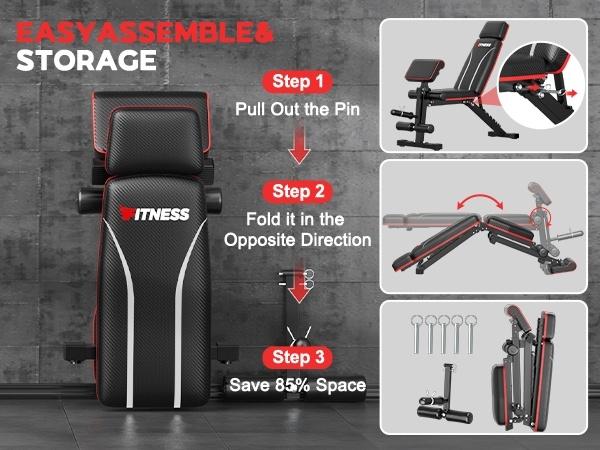 Foldable Weight Bench, 880lbs Weight Capacity , Weight Plate Not Included, Workout Bench Press for Home Gym, Banco Para Hacer Ejercicio Incline Decline Sit up Workout Equipment, Leg Extension and Preacher Pad for Full Body Strength Training Foldable Weight Bench, 880lbs Weight Capacity , Weight Plate Not Included, Workout Bench Press for Home Gym, Banco Para Hacer Ejercicio Incline Decline Sit up Workout Equipment, Leg Extension and Preacher Pad for Full Body Strength Training