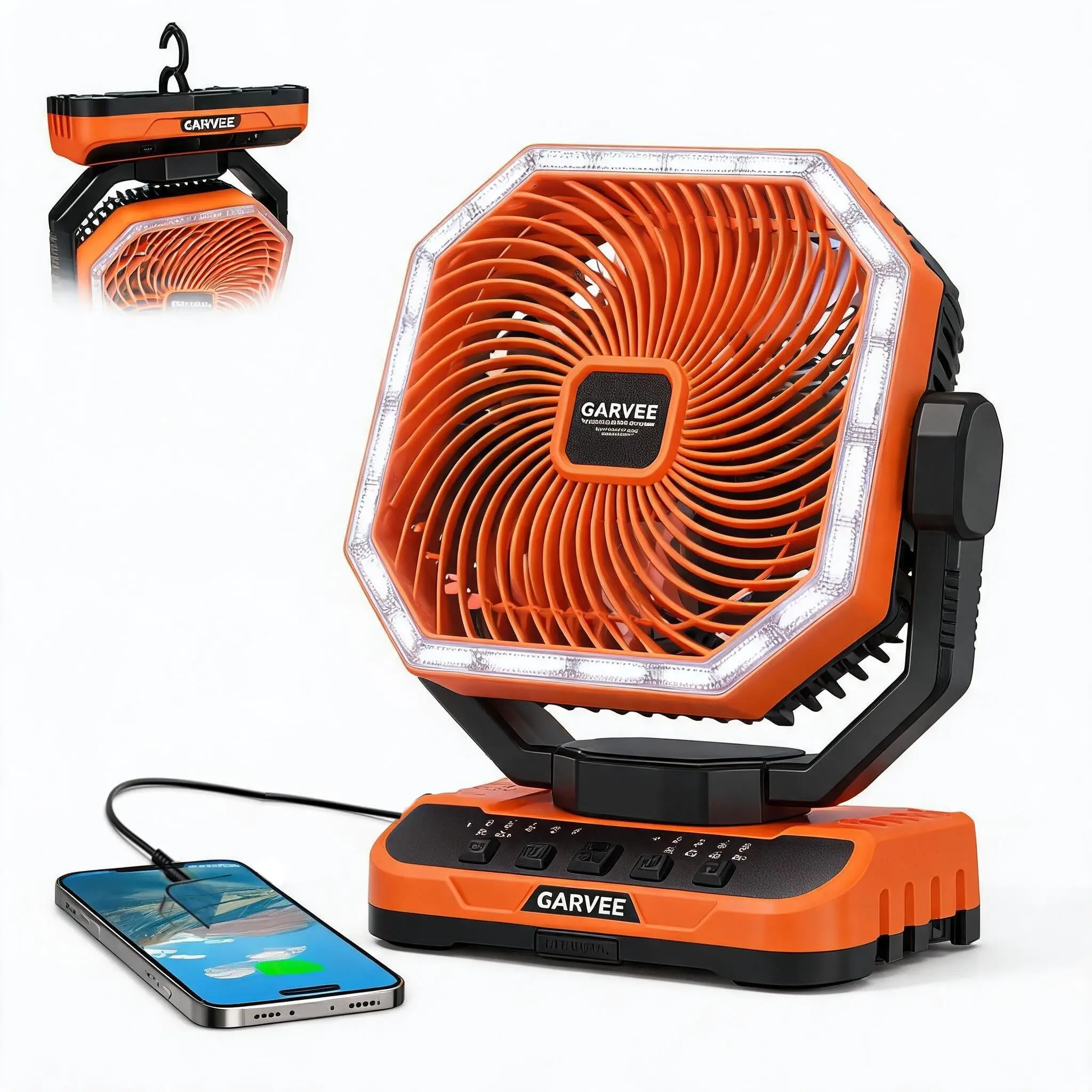 GARVEE Camping Fan Rechargeable, 40000mAh Battery Powered Portable Fan GARVEE Camping Fan Rechargeable, 40000mAh Battery Powered Portable Fan