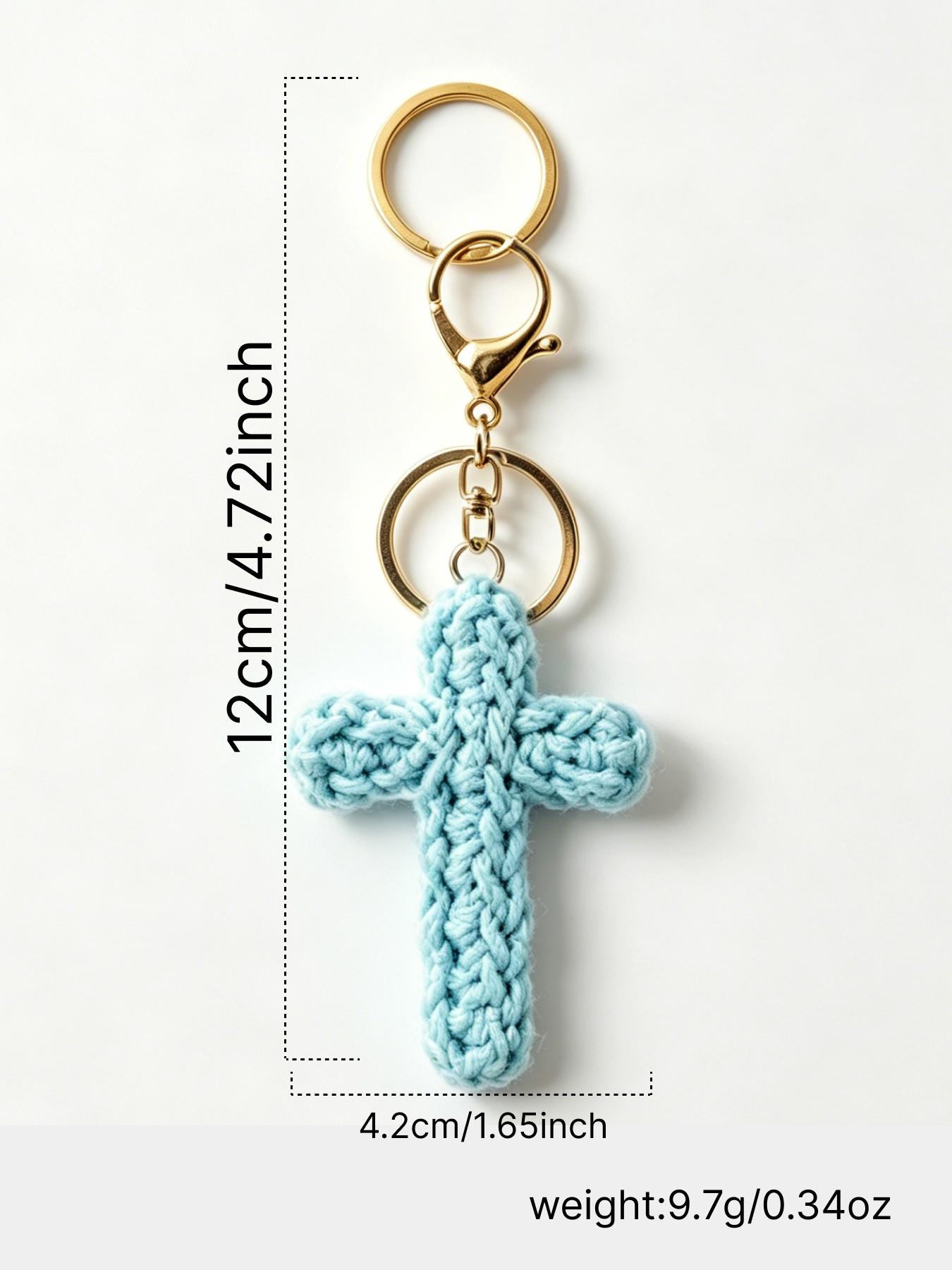 A handmade crocheted cross keychain charm, suitable for everyday wear, vacation dates, and other occasions, and also a delightful little gift that brings surprise.