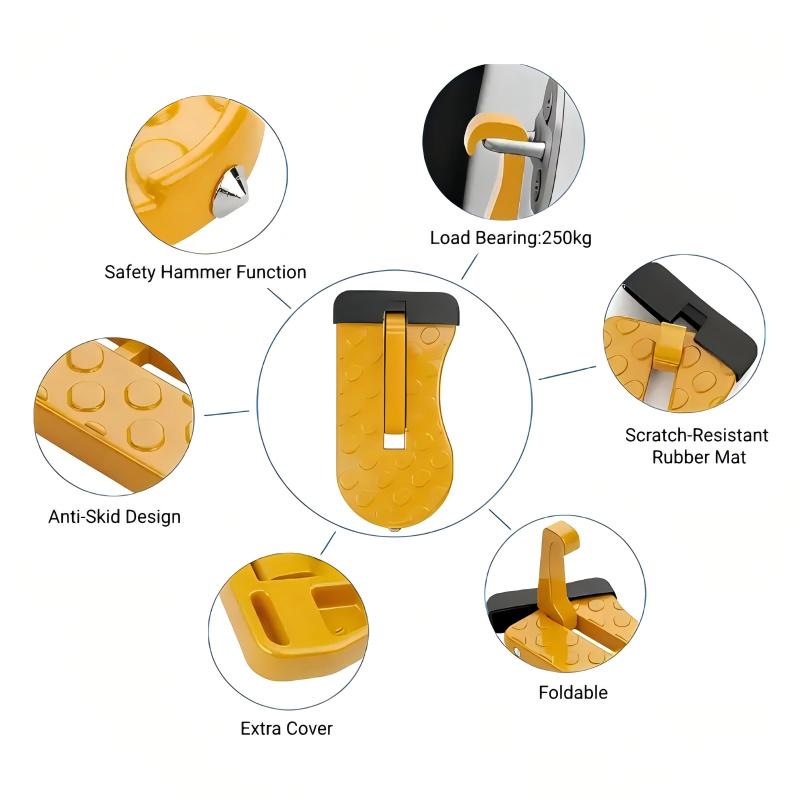 Foldable Suv Roof Step Board with Angle Adjustment, Main Lock Hook, Anti-Damage Pad, Suitable for Cars, Trucks, Vans, Glass Breaker