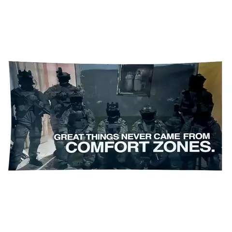 Inspirational "No Comfort Zones" Durable Decorative Tapestry - 5x3 ft Wall Impact, Hanging Wall Art, Dorm Room Inspo College Flag Banner, Living Room Decor, Home Accessory