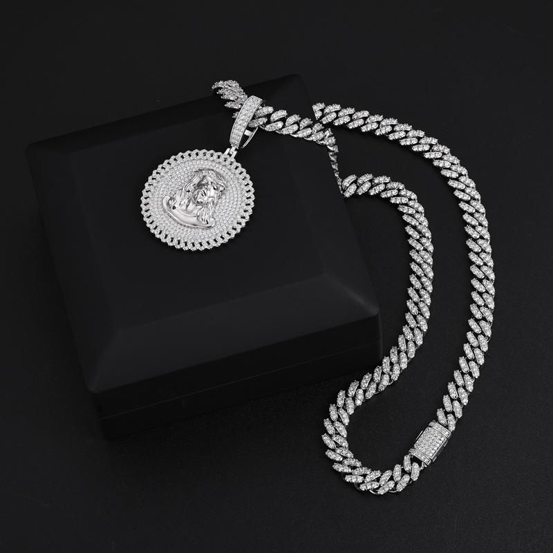 【#P524】UCCIYO S925 Sterling Silver Synthetic Moissanite Pendant Necklace for Women Men Hip Hop Jewelry Gift