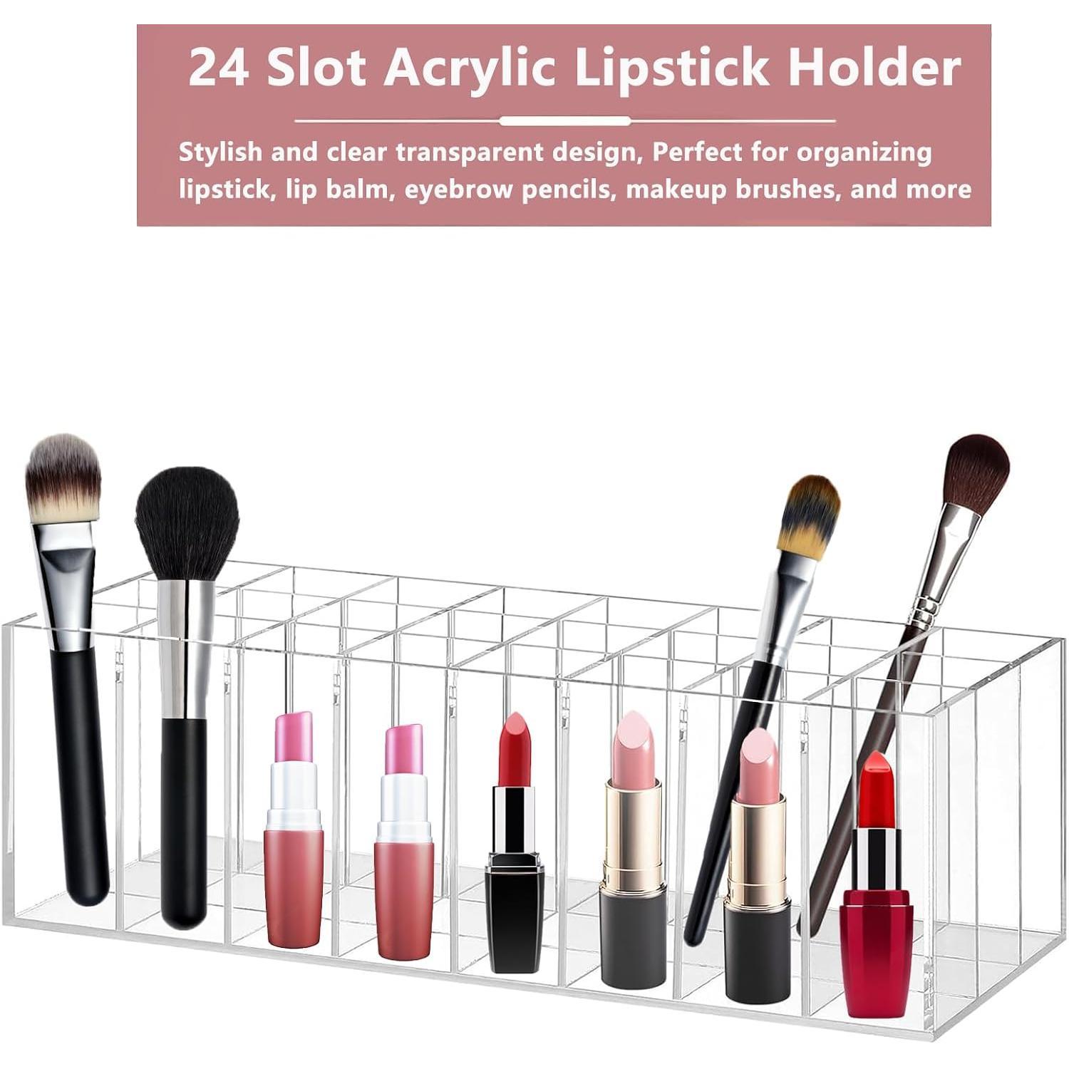 Lipstick Organizer 24 Slot Lipstick Holder Display Rack Small Clear Plastic Compact Lip Gloss Perfume Sample Mascara Holder