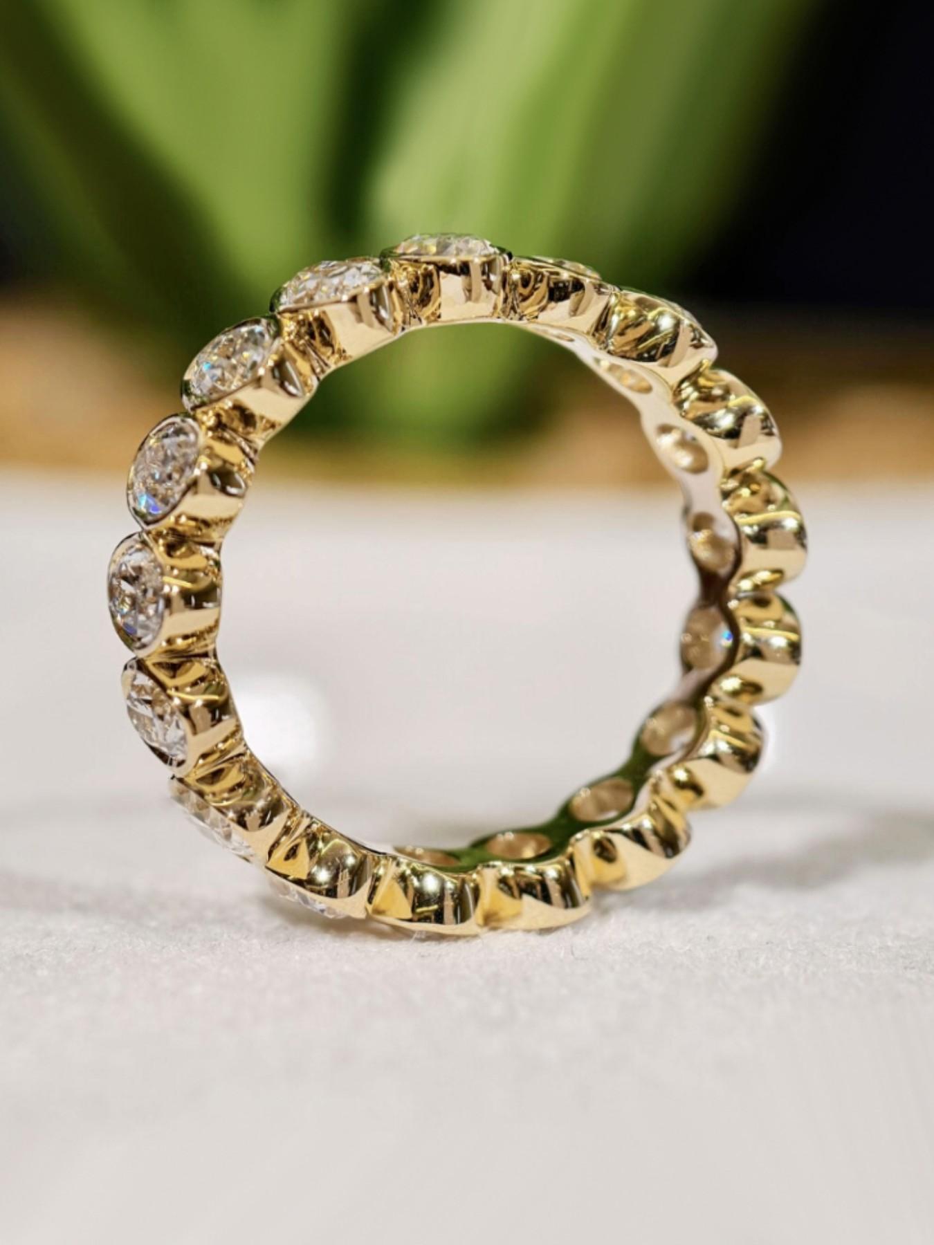 Oval CZ Eternity Ring Gold Tone Bezel  Stackable Wedding Band, Perfect for Special Occasions and Daily Wear