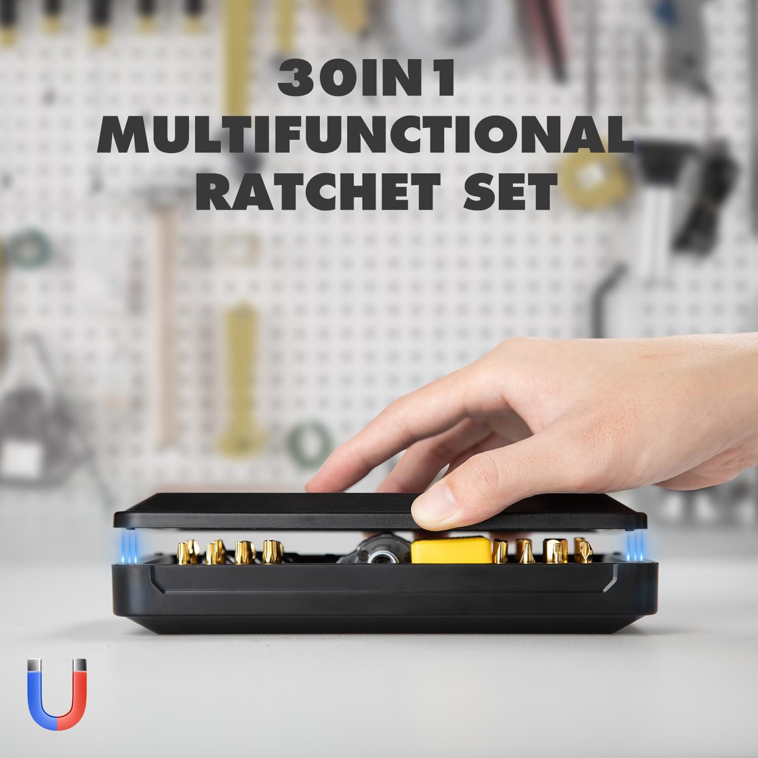 30-In-1 Multi-Function Ratchet Screwdriver Set, High Torque Powerful Output, Professional Home Repair Tools, Durable Design