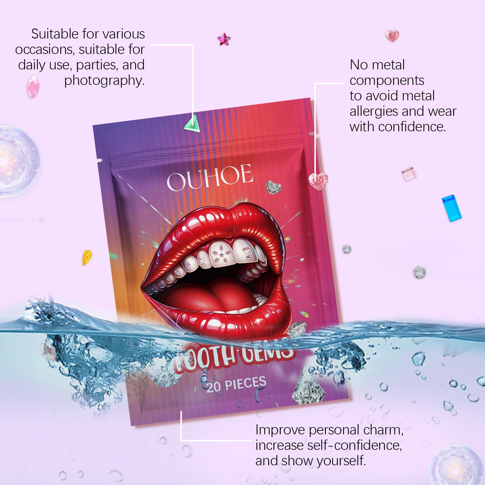 Crystal tooth gems, sparkling tooth gems, decorative and fashionable teeth stickers to enhance the brightness of your smile, portable crystal tooth gems