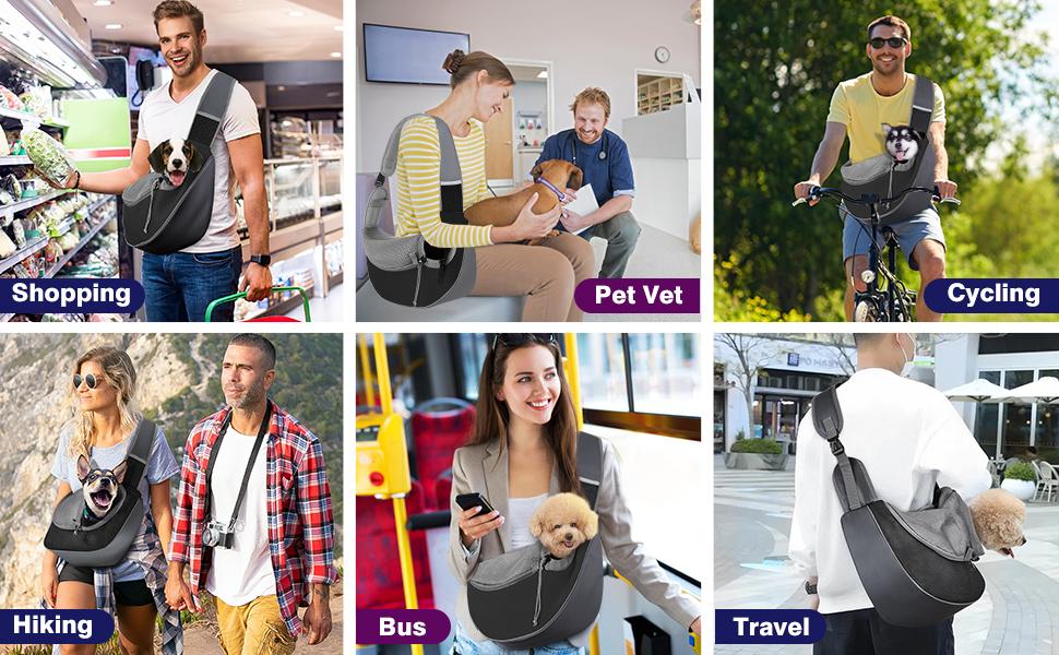 Pawaboo Pet Dog Sling Carrier, Hand Free Drawstring Dog Papoose with Adjustable Strap, Breathable Mesh Bag for Puppy Cat, Crossbody Satchel Dog Purse with Pocket for Outdoor, Dark Gray+Black Pawaboo Pet Dog Sling Carrier, Hand Free Drawstring Dog Papoose with Adjustable Strap, Breathable Mesh Bag for Puppy Cat, Crossbody Satchel Dog Purse with Pocket for Outdoor, Dark Gray+Black