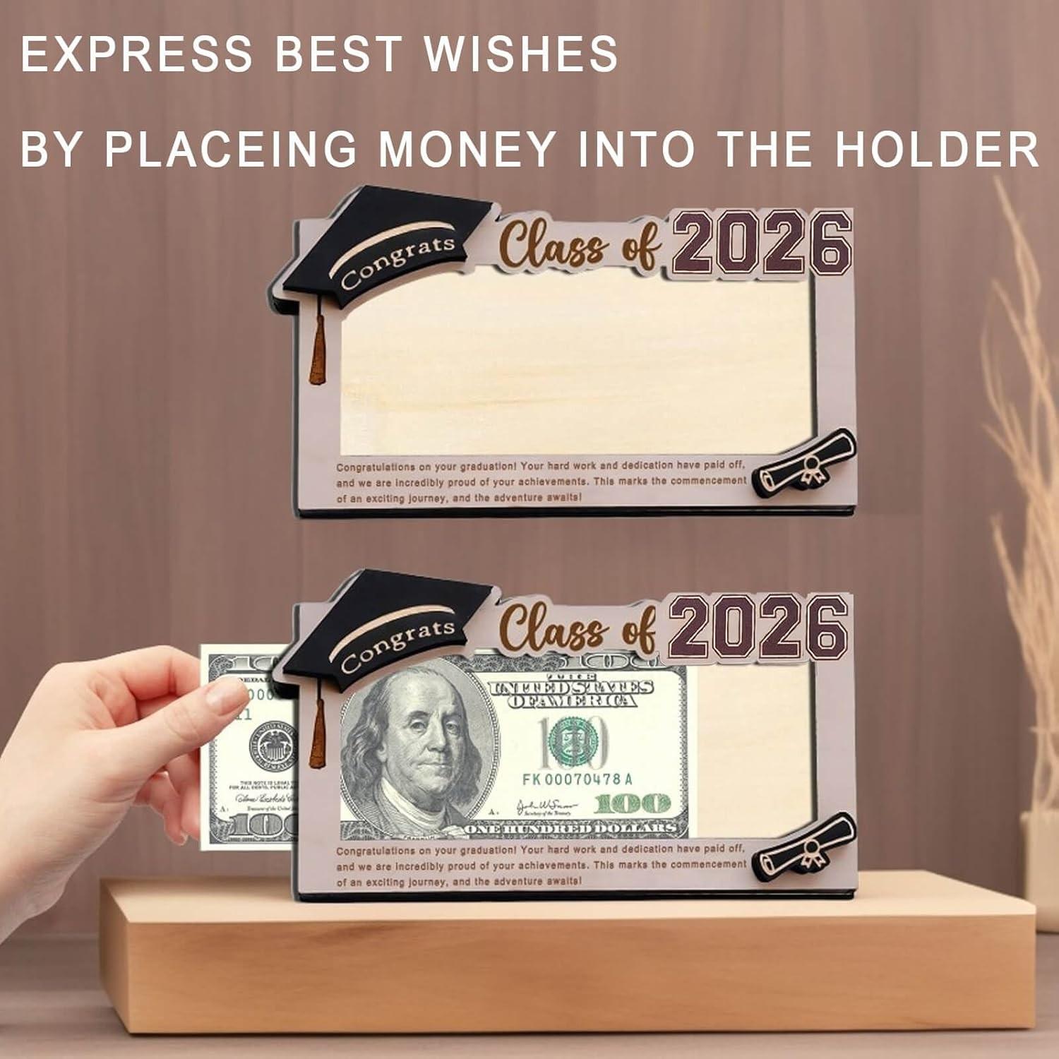 2026 Graduation Wooden Money Holder | Unique Cash Gift Keepsake for Graduates