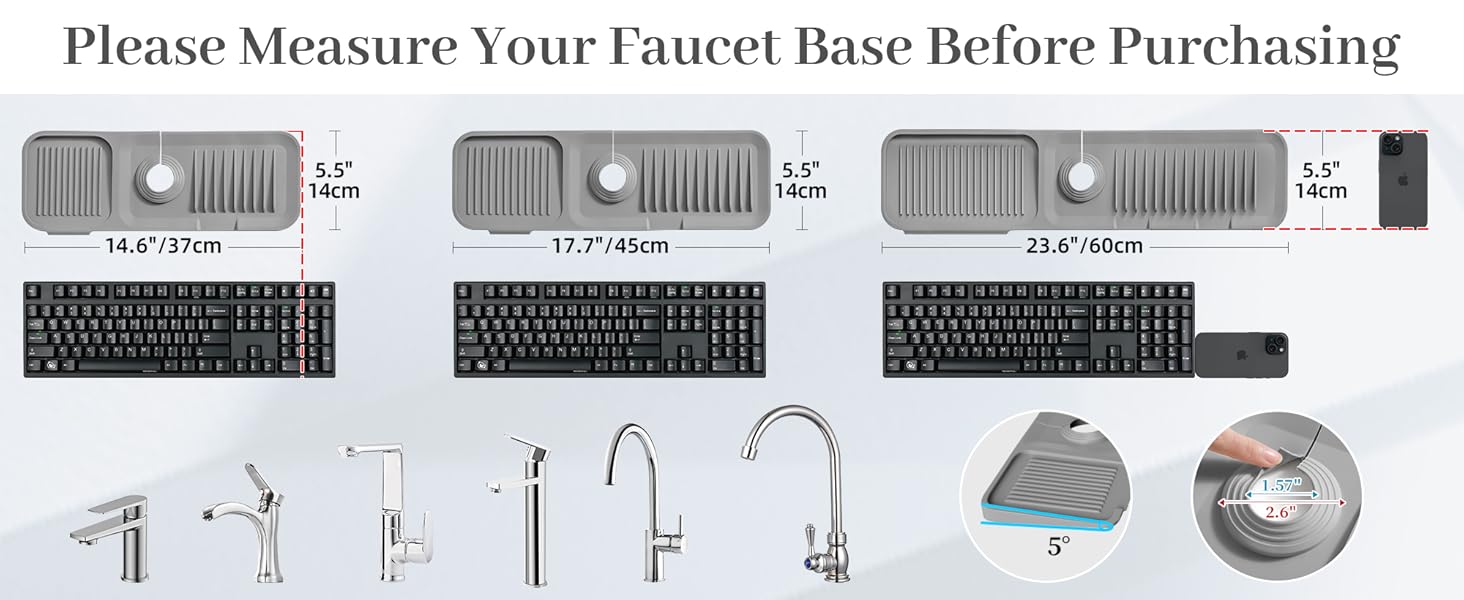 CityDry-Kitchen Sink Faucet Mat, Silicone Folding Splash Guard, Draining Mat with Button Lock, Sink Faucet Protector, Sink Accessories for Kitchen