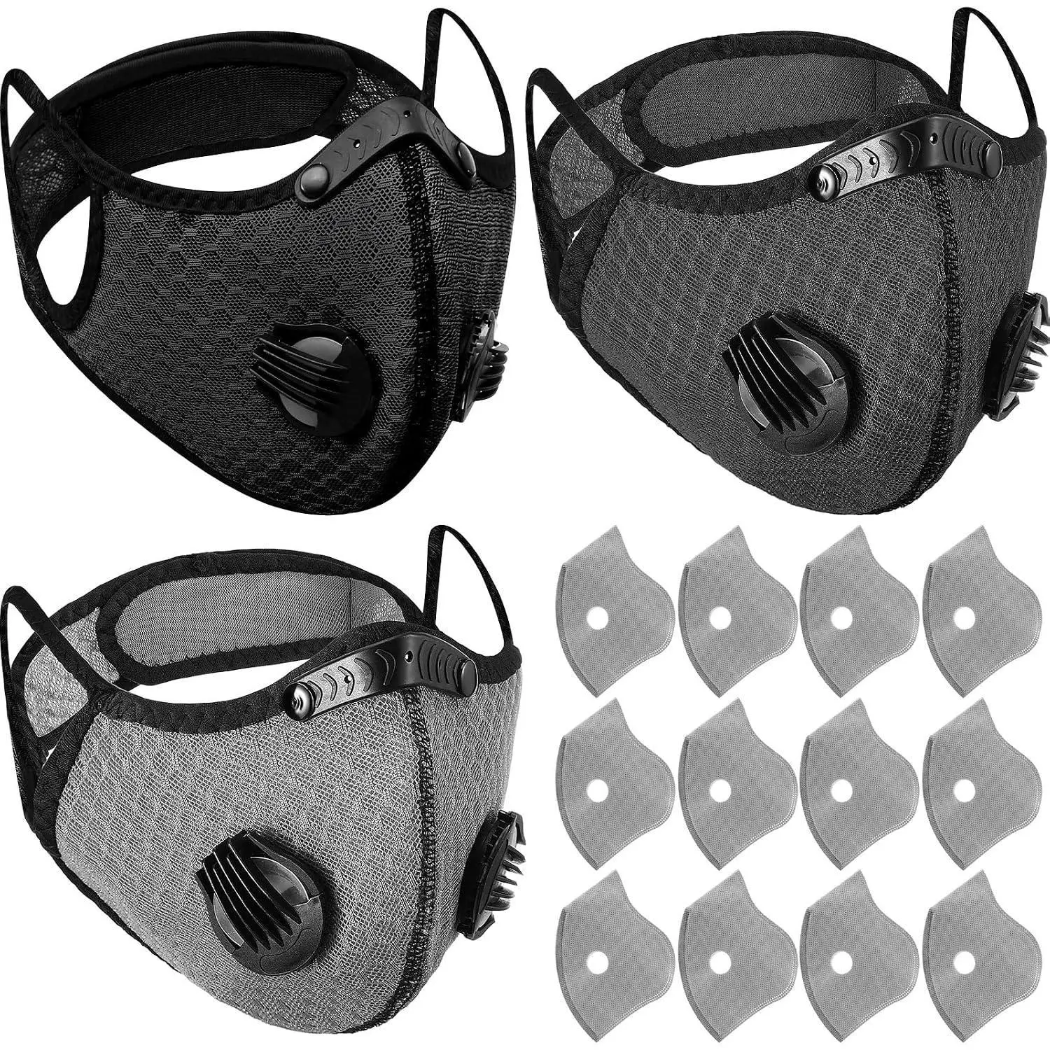 Threlaco 6-Piece Reusable Adjustable Breathable Respirator Dust Mask with 24 Activated Carbon Filters, Ideal for Woodworking (includes filters)