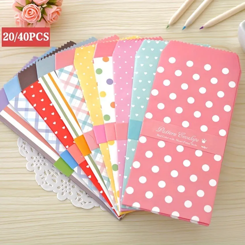 20/40 Colorful Envelopes, 10 Designs, Cash Envelopes, Small Envelopes, Manila Envelopes, Coin Envelopes, Card Envelopes, Key Envelopes, Random Colors