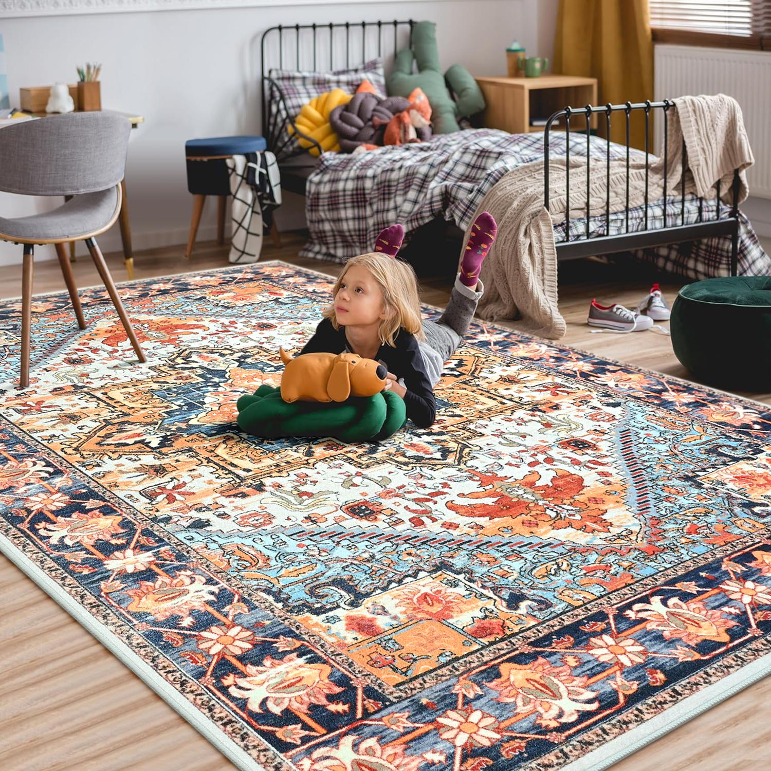Lochas Boho Tribal Rug, Non-Slip Machine Washable Low Pile Carpet for Living Room, Soft Non-Shedding Floor Mat Lochas Boho Tribal Rug, Non-Slip Machine Washable Low Pile Carpet for Living Room, Soft Non-Shedding Floor Mat