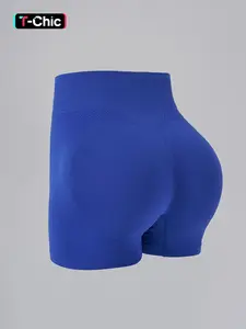 Women's Solid  Seamless Gym Shorts, Workout Biker Shorts, Comfy Breathable Skinny Shorts for Gym Workout Running, Ladies Sportswear for Summer, High Stretch Bottoms