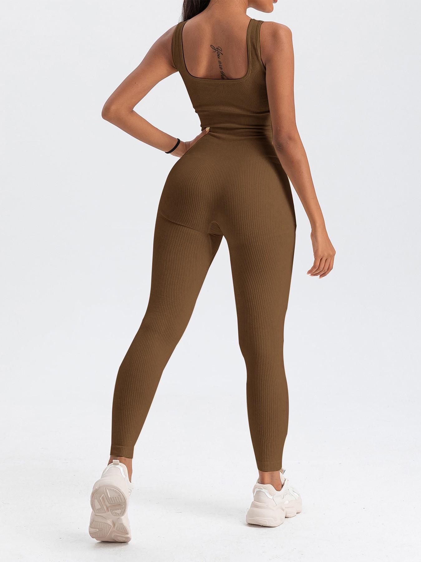 Women's Fitted Knit Jumpsuit for Layering or Outerwear, Comfortable Spring/summer Activewear Set, Versatile Fashion for Daily Wear, Casual Jumpsuits