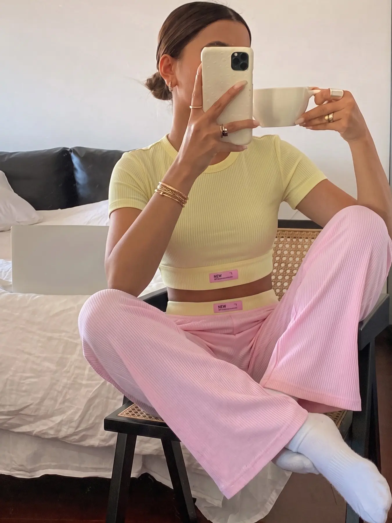 Women's Casual Knitted Pajama Set, Colorblock Design, Sleeveless Top & Long Pants, Comfortable Home Wear, Daily Use