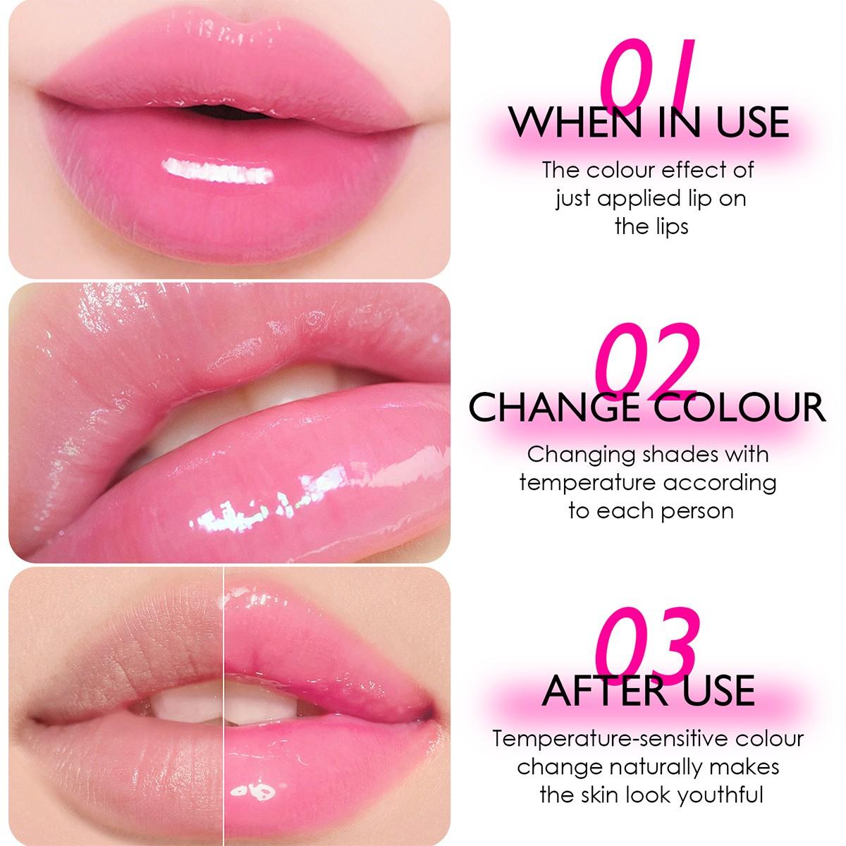 1pc Color-Changing Lip Gloss, Long-Lasting Waterproof Lip Oil, Moisturizing Lipstick, Perfect for All Light Skin Tones, Valentine's Day Gift