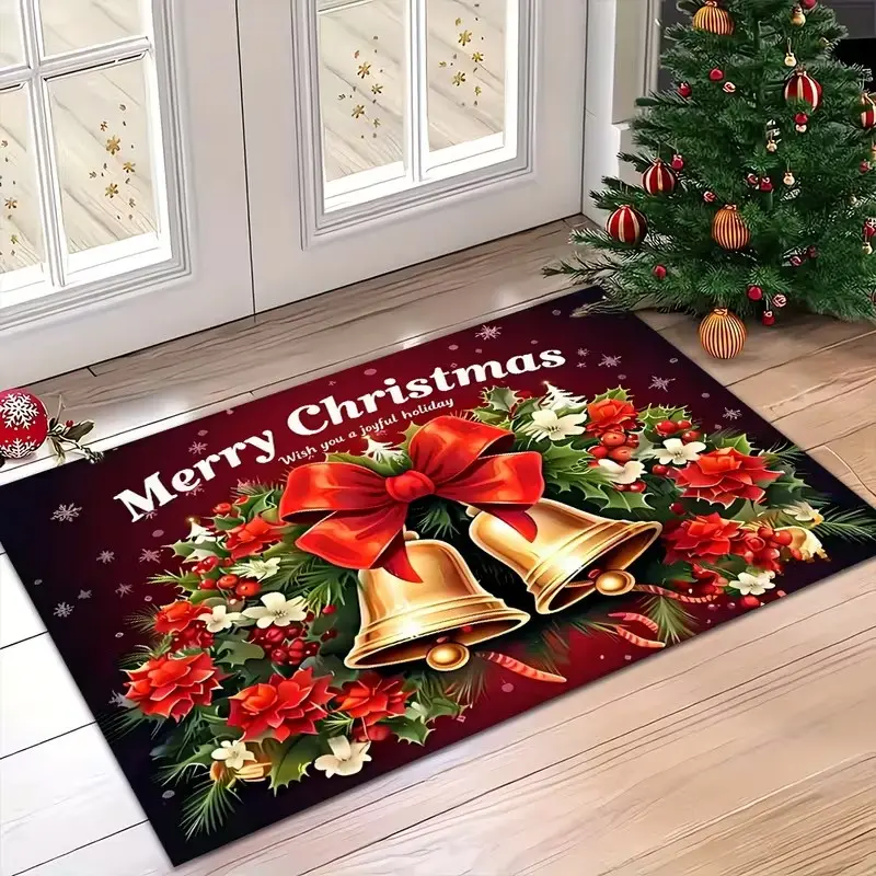 Christmas Theme Door Mat, Non-Slip Santa Claus Design, Easy Clean, Indoor Outdoor Use, Holiday Gift, Festive Decoration