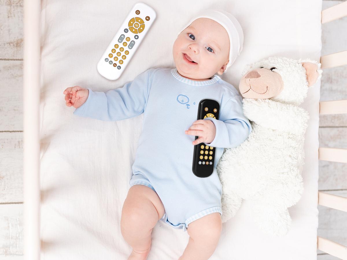 Orzbow Baby Remote Control Toy for 6 Months+ with Music, TV Remote Toy with Realistic Light and Sound - English, French and Spanish for Infant Play Remote Musical Toys, BPA Free, Black