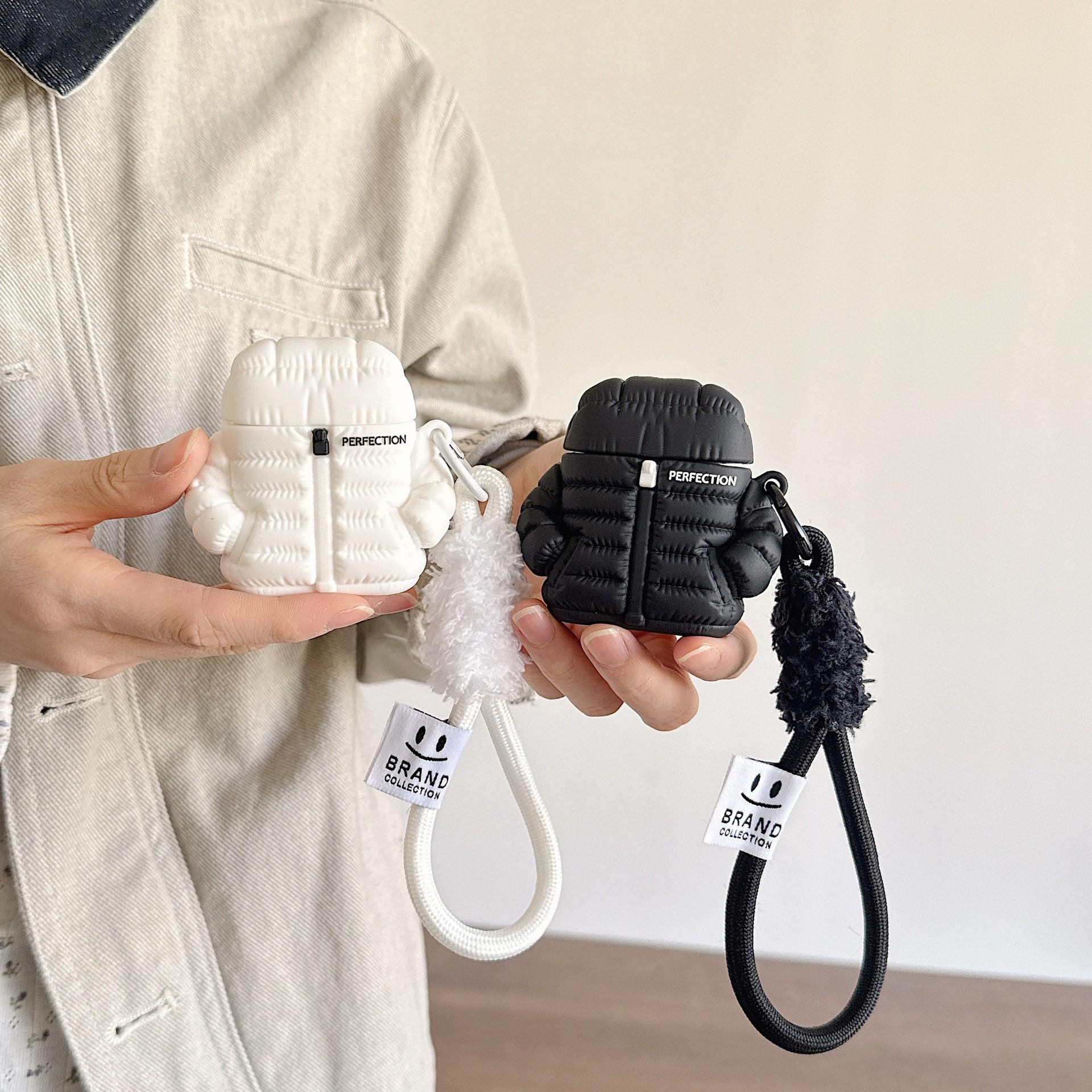 1 down jacket shaped headphone case, cute wireless Bluetooth headphone case, drop resistant, durable and stylish accessory, suitable for AirPods pro3/1/2/3/4/pro/pro2 (shape may vary depending on model)