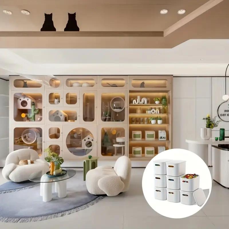 Stackable Storage Box with Lid, 8 Counts Modern Simple Plastic Organizer Container, Durable Plastic Storage Box for Home Office Dormitory School