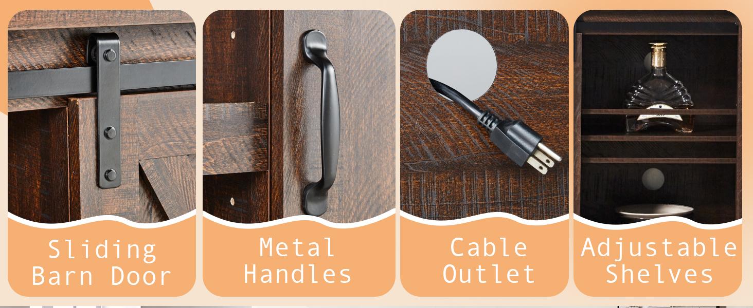 [Spring Sale] VanAcc 66" Farmhouse TV stand for 75 Inches TVs, Entertainment Center with Sliding Barn Door and Adjustable Shelf & Feet, Console Table with Storage