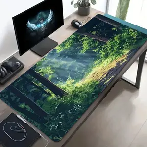 Large Forest Path Design Mouse Pad Suitable for Programmers & Gamers - Non-Slip Rubber Base Desk Mat with Thick Cushioning, Calming Forest Scene, Compatible for Office Computer Gaming Accessory (Ideal Gift)