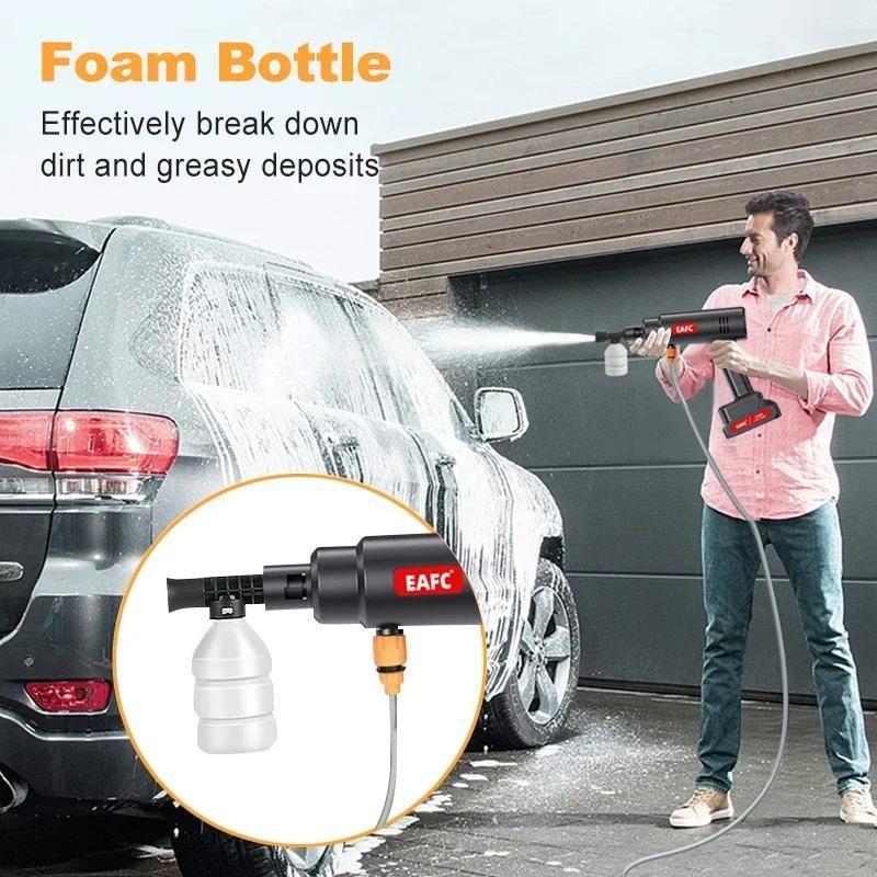 21V High Pressure Car Wash Rechargeable Lithium Battery Water Gun Machine Foam Generator Spray Cleaner 0-45° nozzl